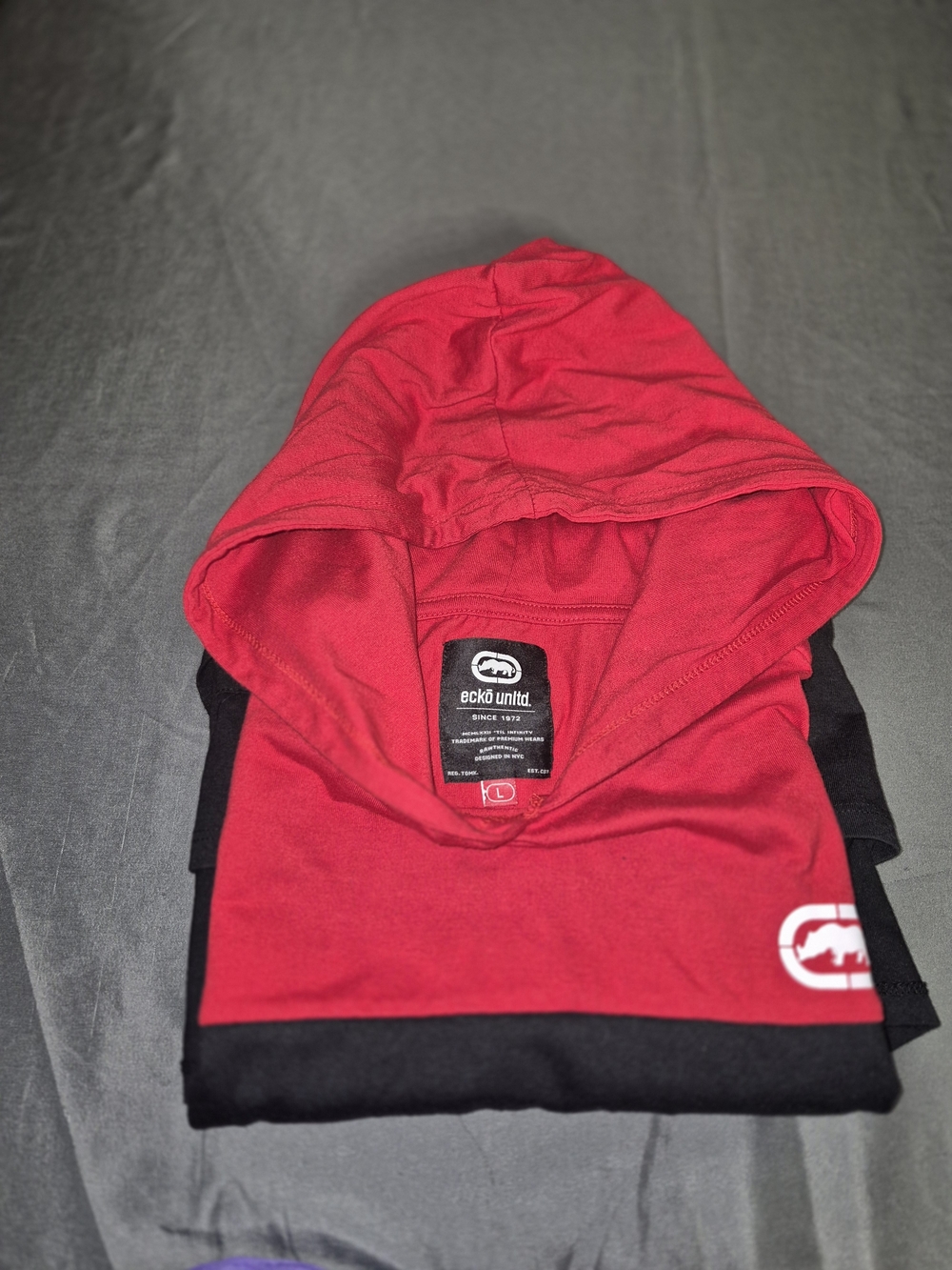 Ecko Unlimited Red and Black Zip-Up Hooded Sweater